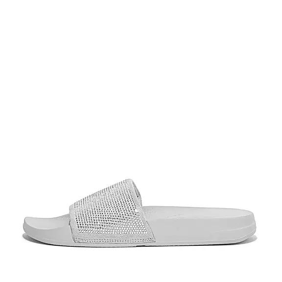 Chaussures À Enfiler Femme Fitflop Iqushion Water-Resistant Crystal Slides Argent (BXU614820)